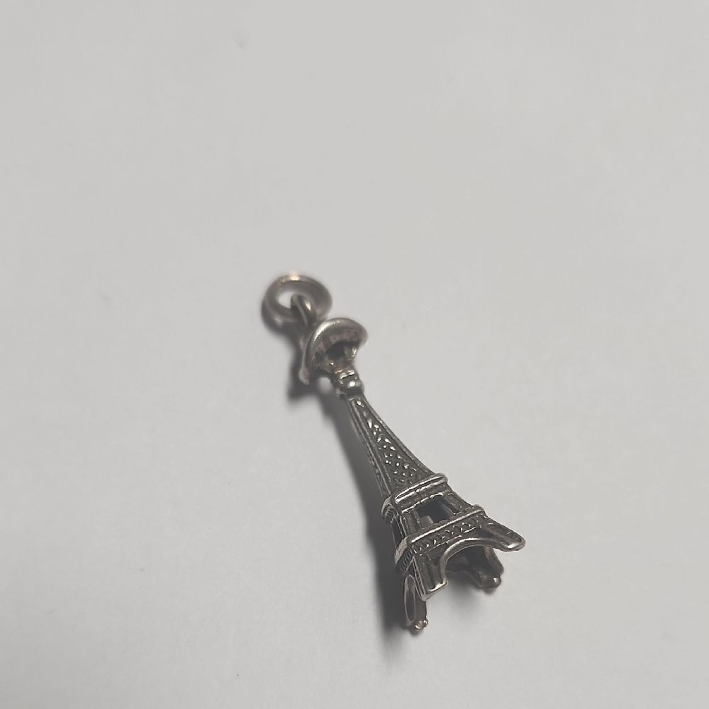 Sterling Silver Eiffel Tower Pendant With Cowboy Hat On Top Cowgirl 925